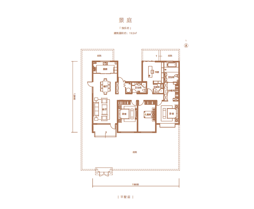 <a href='https://www.jiuyingfu.cn' target='_blank'><u>玖瀛府</u></a>叠拼户型图 3F下叠 景庭192平